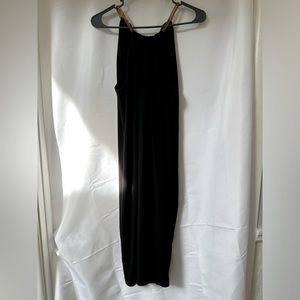 LAUREN RALPH LAUREN LBD ADJUSTABLE GOLD CHAIN HALTER NECK GOWN sz12